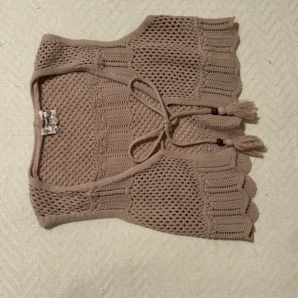 Hippie Rose Crochet Cardigan - Brown